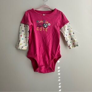 Carter's Pink Bodysuit Owl with Polka Dot Sleeves 18M